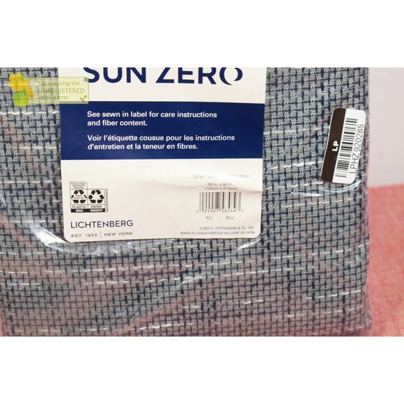 Sun Zero 84x52" Kline Burlap Weave Thermal Blackout Grommet Curtain Panel Navy* - Picture 3 of 4